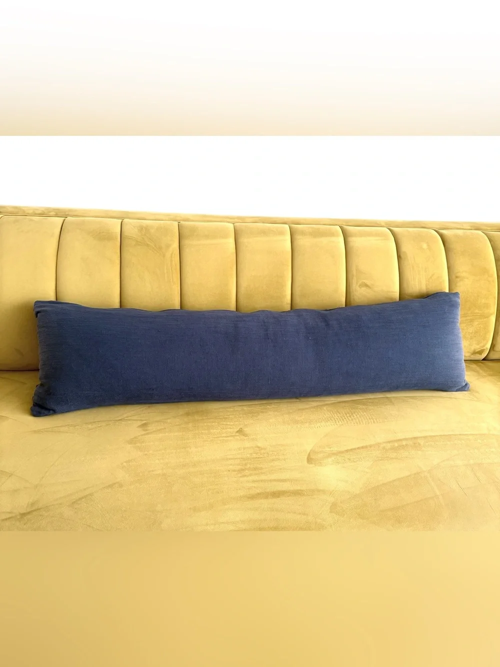 Williams Sonoma 12x48 Navy Blue Lumbar Pillow with Synthetic Down Insert